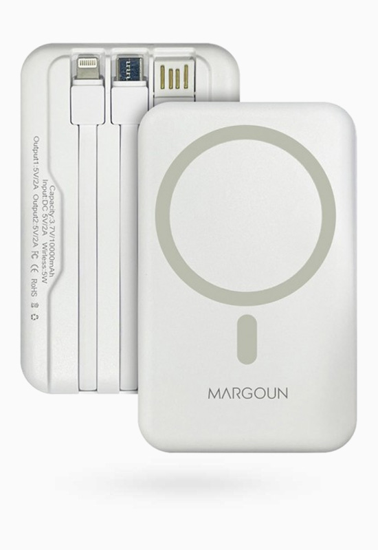 Magnetic Battery Pack 10000mAh Wireless Power Bank (White)